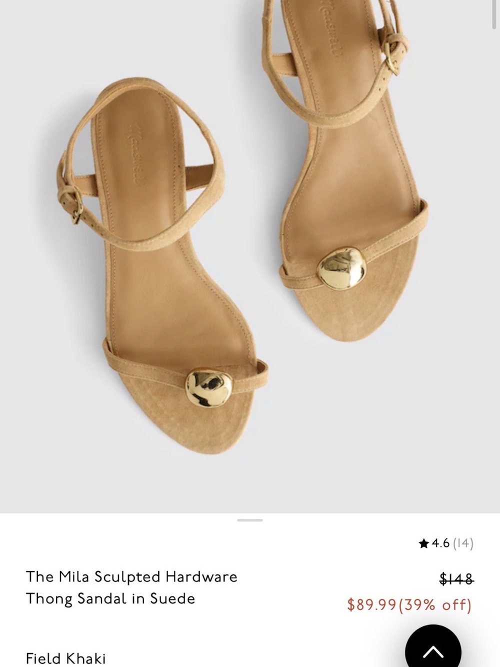 Madewell The Mila Sculpted Hardware Thong Sandal NIB